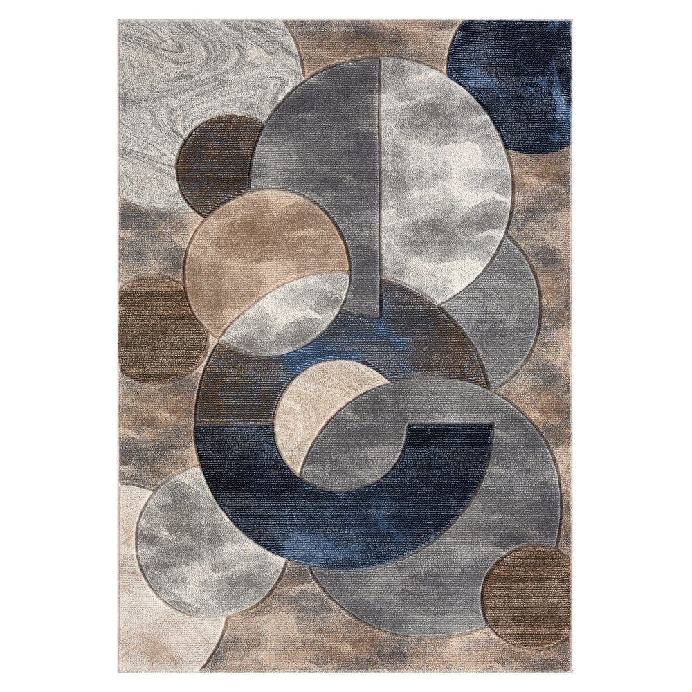 Alexia Collection Modern Circle Design Area Rug