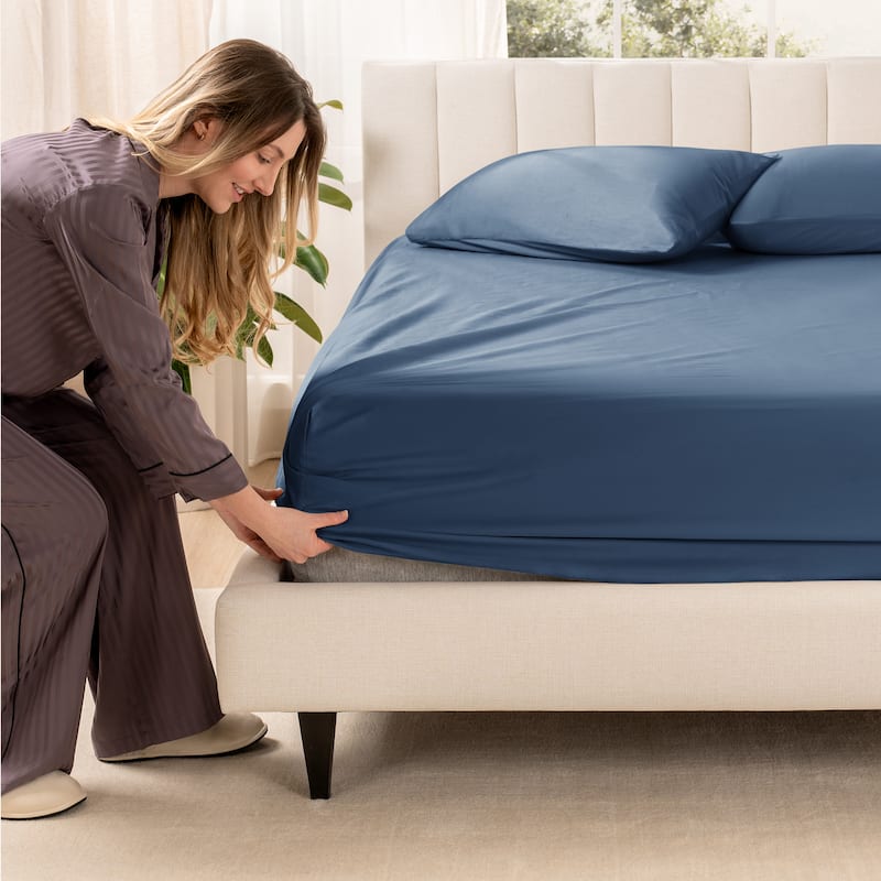 Bare Home Organic Cotton Fitted Sheet - Smoth Sateen Weave