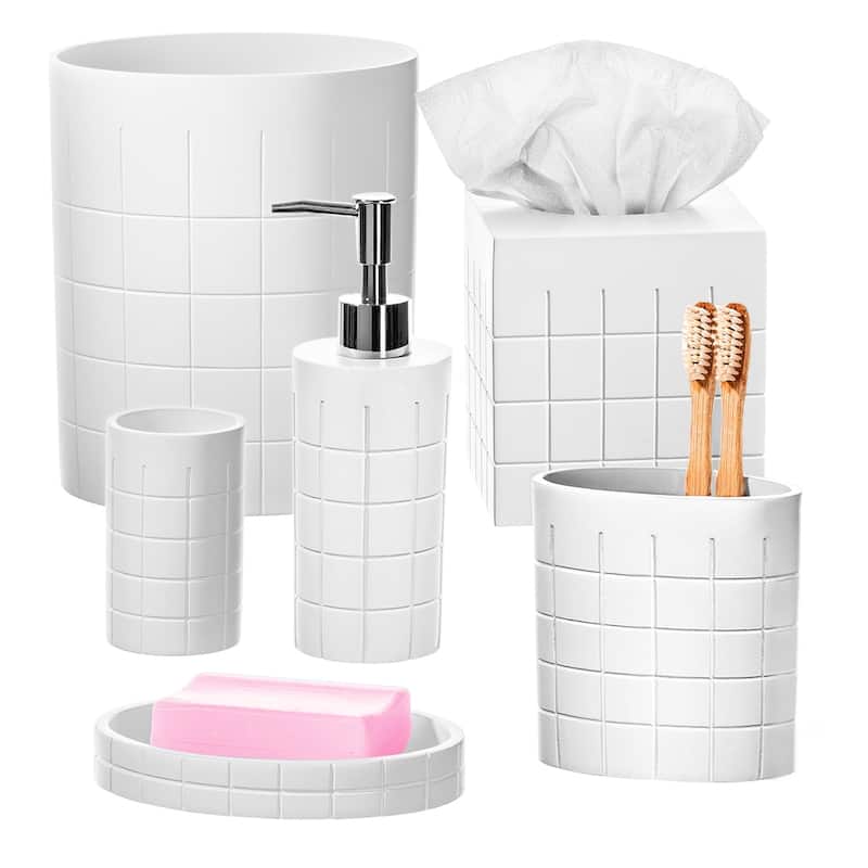 Creative Scents Polar White Bathroom Accessory Set of 6