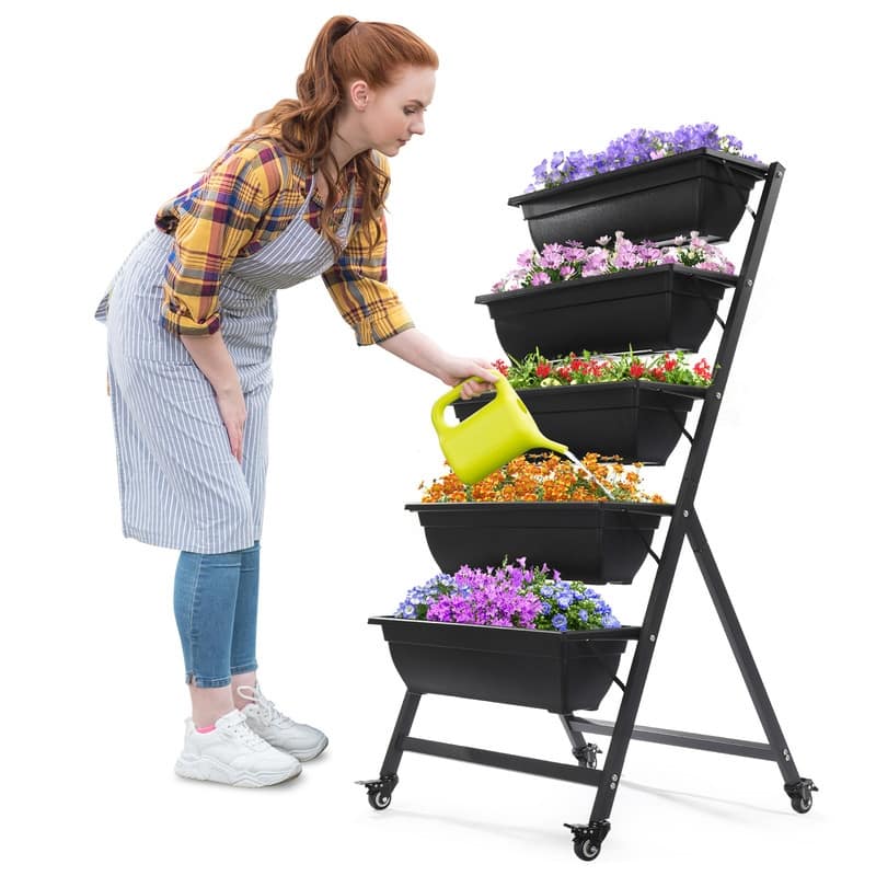 5 Tiers Vertical Garden Bed Planter Indoor and Outdoor - Black