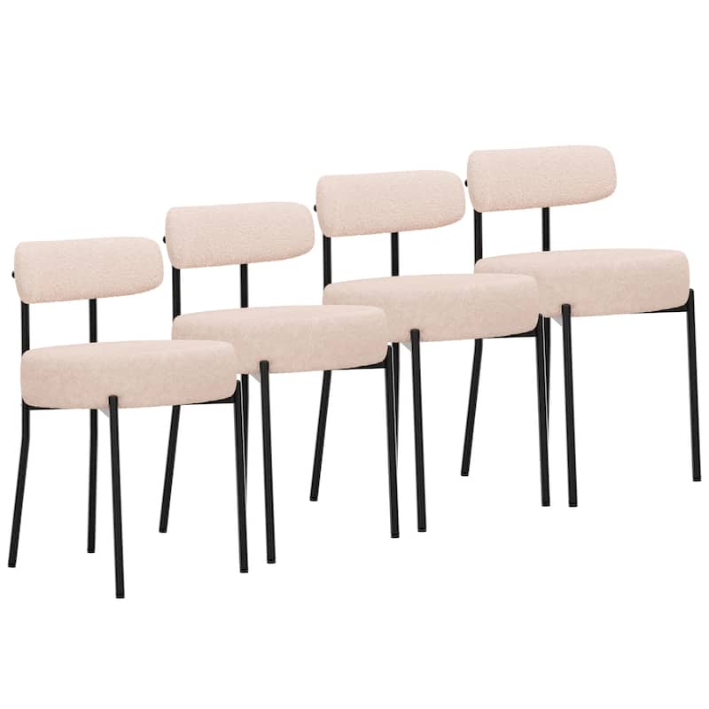 XINMICS Upholstered Boucle Dining Chairs with Black Metal Legs