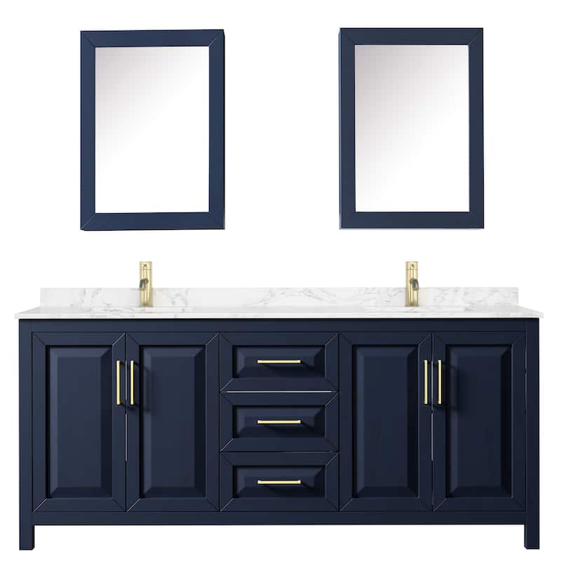 Daria 80 Inch Double Vanity, Cultured Marble Top, Medicine Cabinets