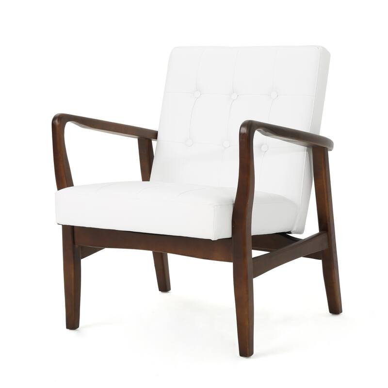 White 28" Button Tufted Club Chair