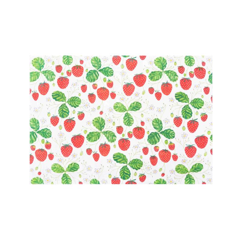 Strawberry Patch & Plaid Placemats Set of 6, 14" x 20"