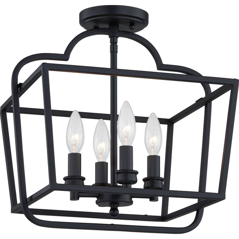 Quoizel Blanche Matte Black 4-light Semi-Flush Mount