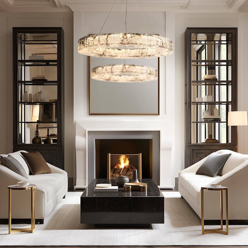 Modern 1-Light LED Ring Chandelier for Dining Room - Gold - 31.5" Dia. x 4" H