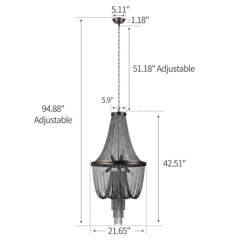6-Light Glam Graphite Tassel Chain Chandelier