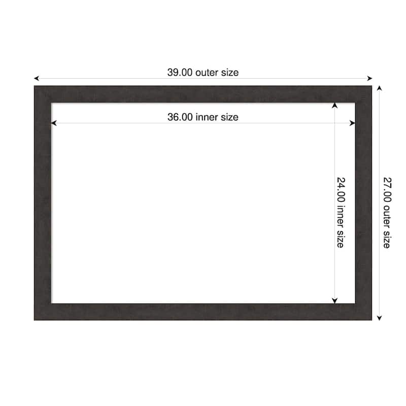 Amanti Art Rustic Plank Espresso Narrow Framed Dry Erase Magnetic Board - 39 x 27 in - Rustic Plank Espresso Narrow