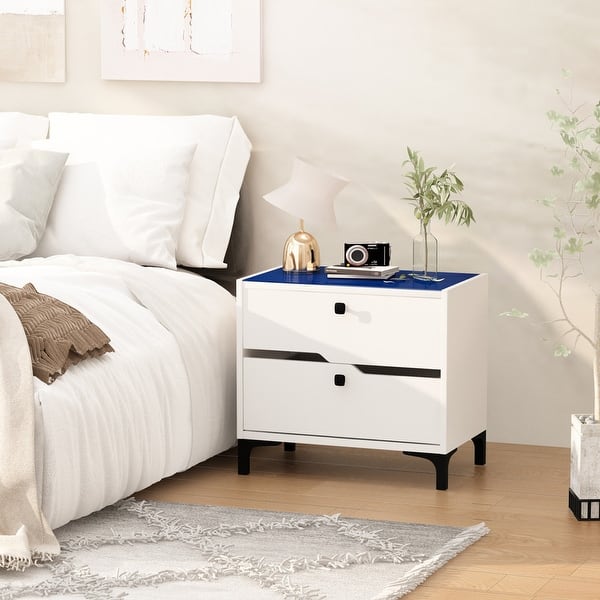 Grondin Modern Contemporary 2Drawer Nightstand with LED Lights and