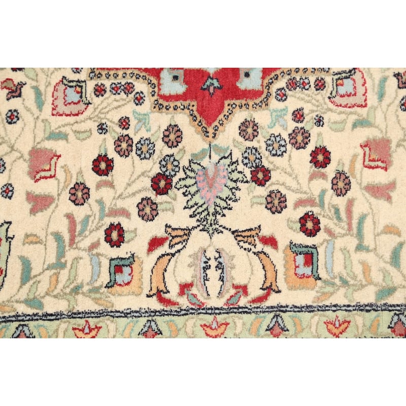 Wool/ Silk Vegetable Dye Tabriz Area Rug Hand-knotted Oriental Carpet - 4'2" x 6'1"