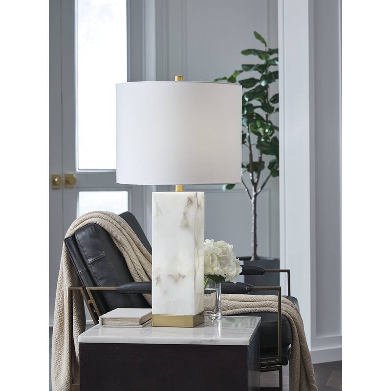 Signature Design by Ashley Linderfield White/Gold Finish Table Lamp - 14"W x 14"D x 30"H