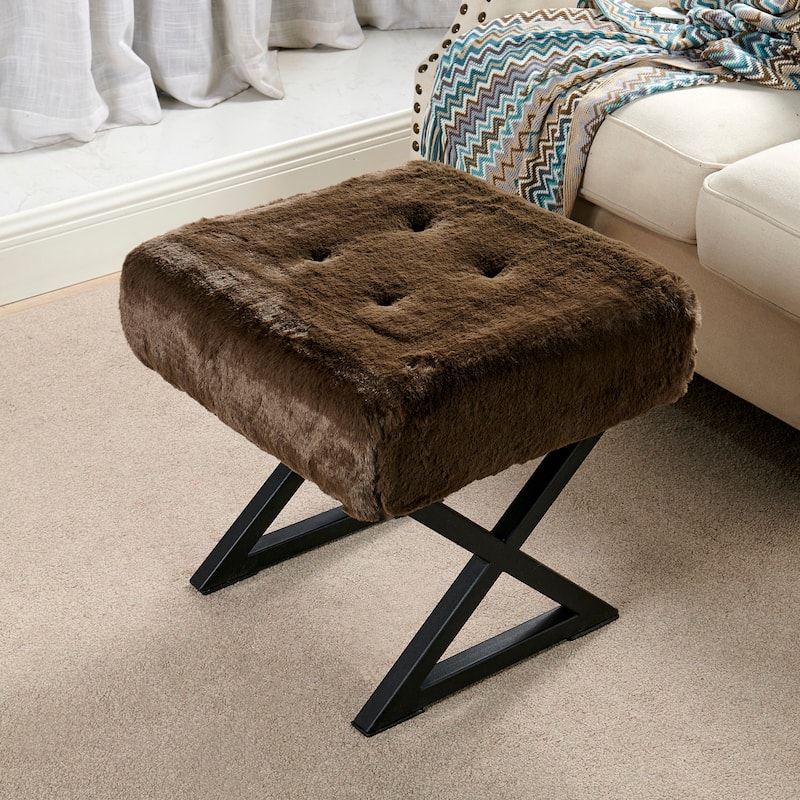 FauxFur Ottoman Vanity Stool 19"X19"X19".