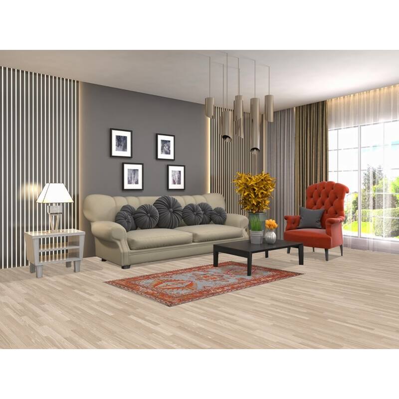 Blue Geometric Khotan Indian Accent Rug Hand-Knotted Wool Carpet - 3'1"x 5'2"