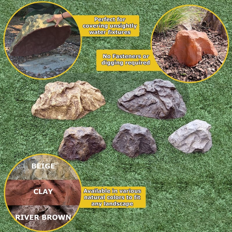 Outdoor Artificial Landscaping Rock Well Pump Cover Fiberglass Boulder