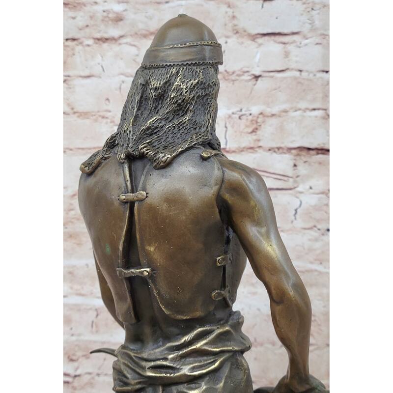 Signed Goudray Lemir Nomadic Arab Middle Eastern Chief Sword Bronze Statue Gift