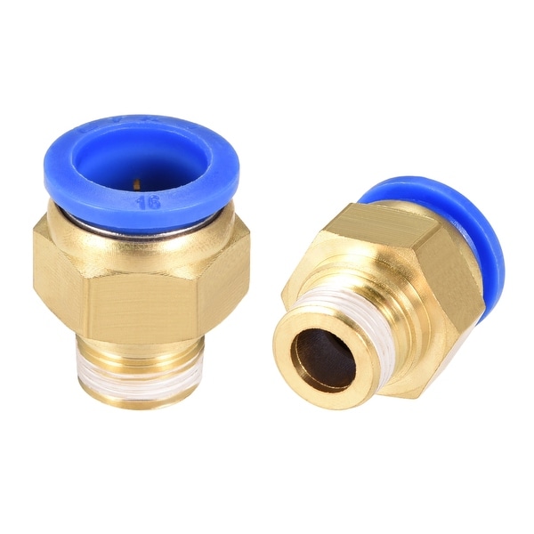 2Pcs 3/8" G Male Straight Thread 16mm Push In Joint Pneumatic Quick Fittings - 5/8" OD x 3/8" G