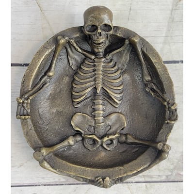 Bronze Skeleton Ashtray Bronze Sculpture Figure Handmade Gothic Collectible Art