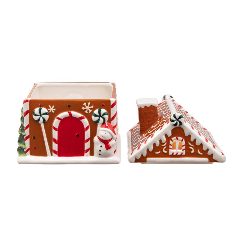 9.5" Ceramic Lit Gingerbread House Cookie Jar