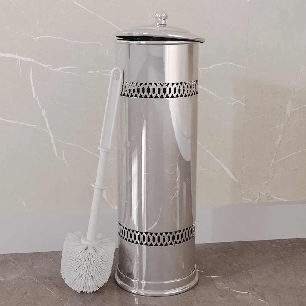 Chrome Plated Freestanding Toilet Brush Holder 15" X 5"