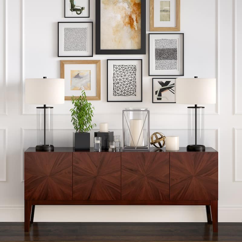 Rowan Classic Glass Table Lamp with Linen Shade (Optional Finishes)