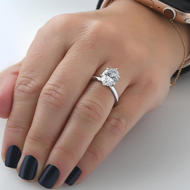 3Ct Certified Platinum Solitaire Oval Lab Grown Diamond Engagement Ring