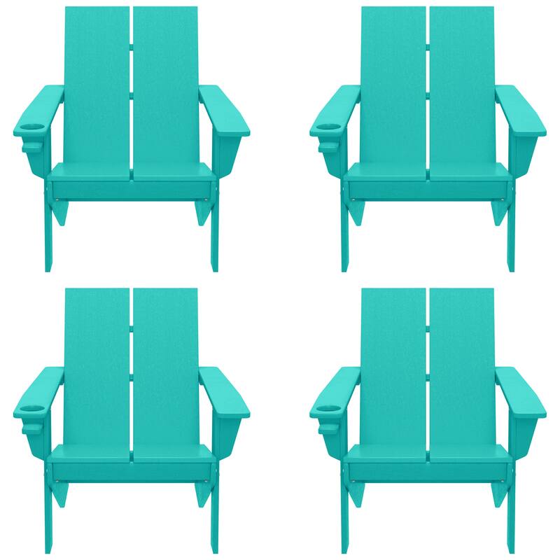 Coastin Modern Poly Adirondack Chair (Set of 4), Black