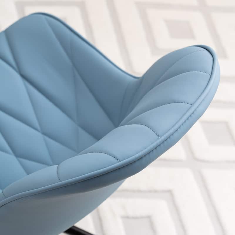 Armless Swivel Office Chair, Faux Leather Task Chairs with Wheels