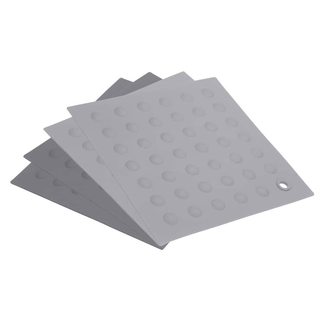 4pcs Silicone Trivets Mat Pad Countertop Pot Holder Pad Placemats - Dark Grey/Light Grey