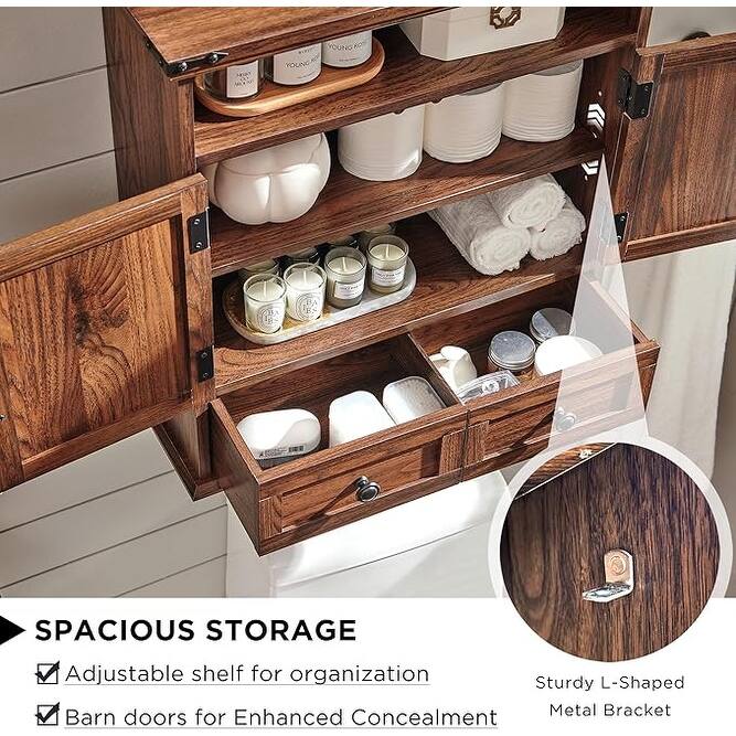 24" Farmhouse Wide Bathroom Wall Cabinet, Medicine Cabinet