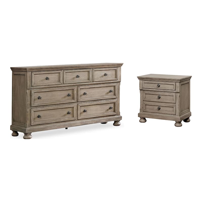 Nahkohe Transitional Grey Wood 2-piece Nightstand and Dresser Set by Carbon Loft - Grey