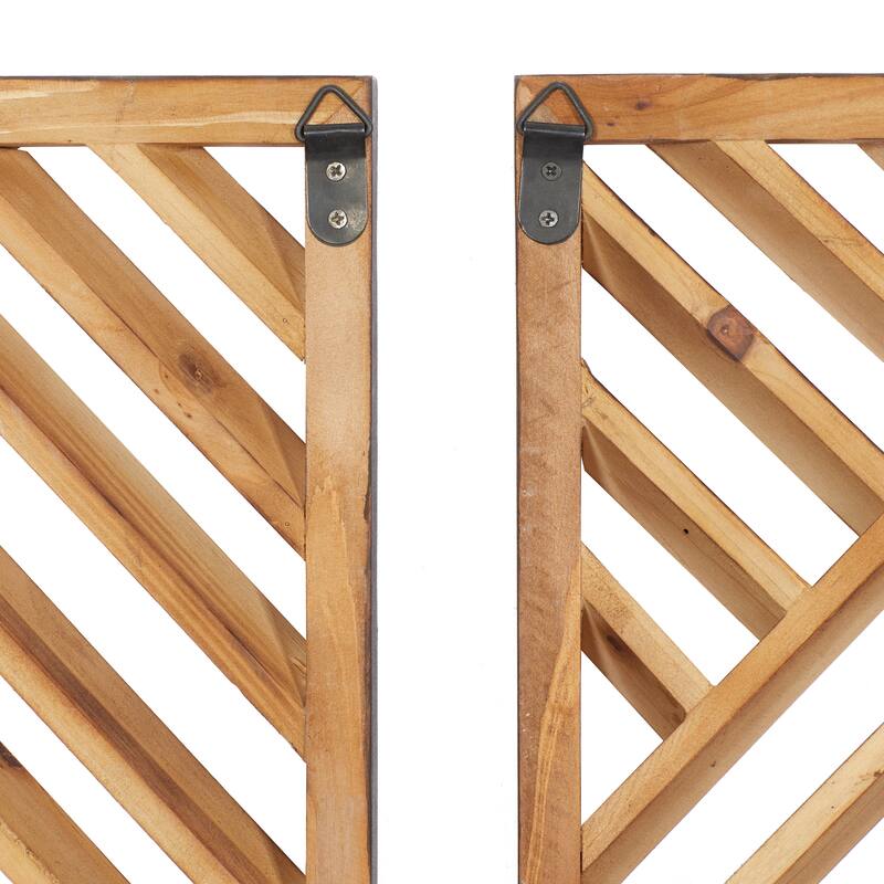 Wood Geometric Slatted Wood Design Wall Decor - Set of 3 Brown - Roche River Decor