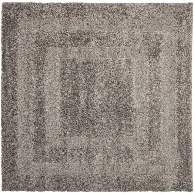 SAFAVIEH Florida Shag Carlinde Border 1.2-inch Thick Rug - 5' x 5' Square - Grey/Grey