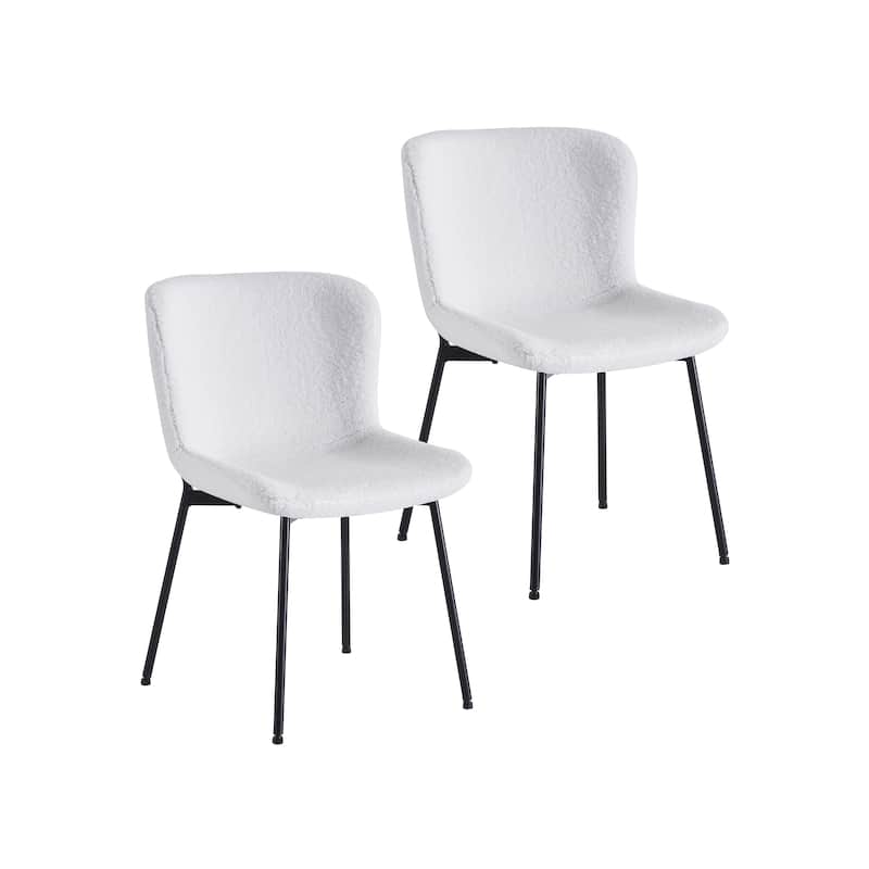 Porthos Home Lance Fabric Upholstered Dining Chairs with Steel Legs, Set of 2 - White
