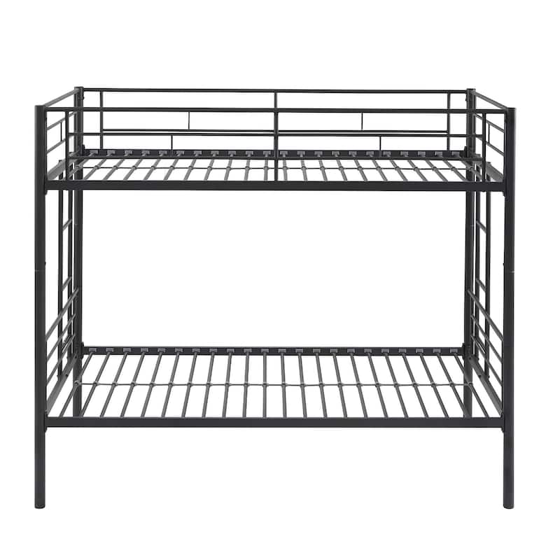 Bunk Bed Metal Twin Size Bunk Beds Frame with Ladder & Full-Length Guardrail Heavy Duty Sturdy 2 in 1 Convertible Bunk Bed