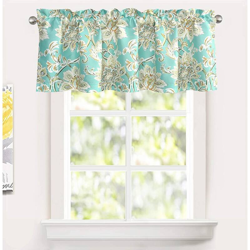 DriftAway Alyssa Jacobean Floral Leaves Pattern Blackout Lined Valance