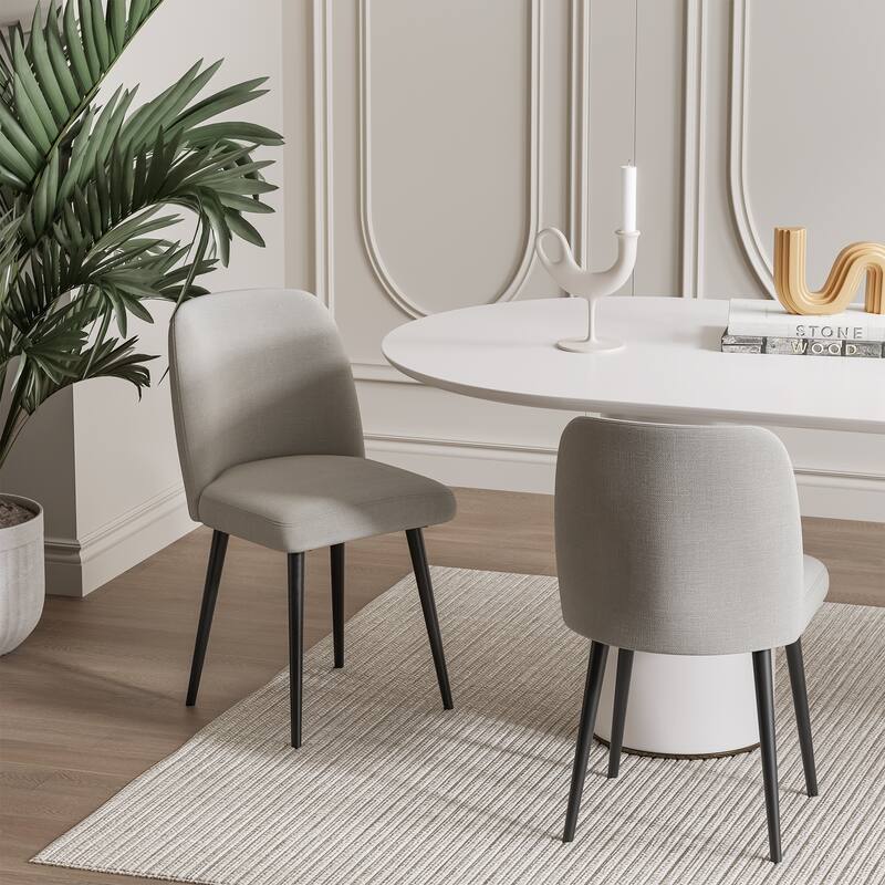 2Pcs Upholstered Dining Chairs Modern Fabric Kitchen Chairs with Padded Seat & Sturdy Metal Legs Side Chairs