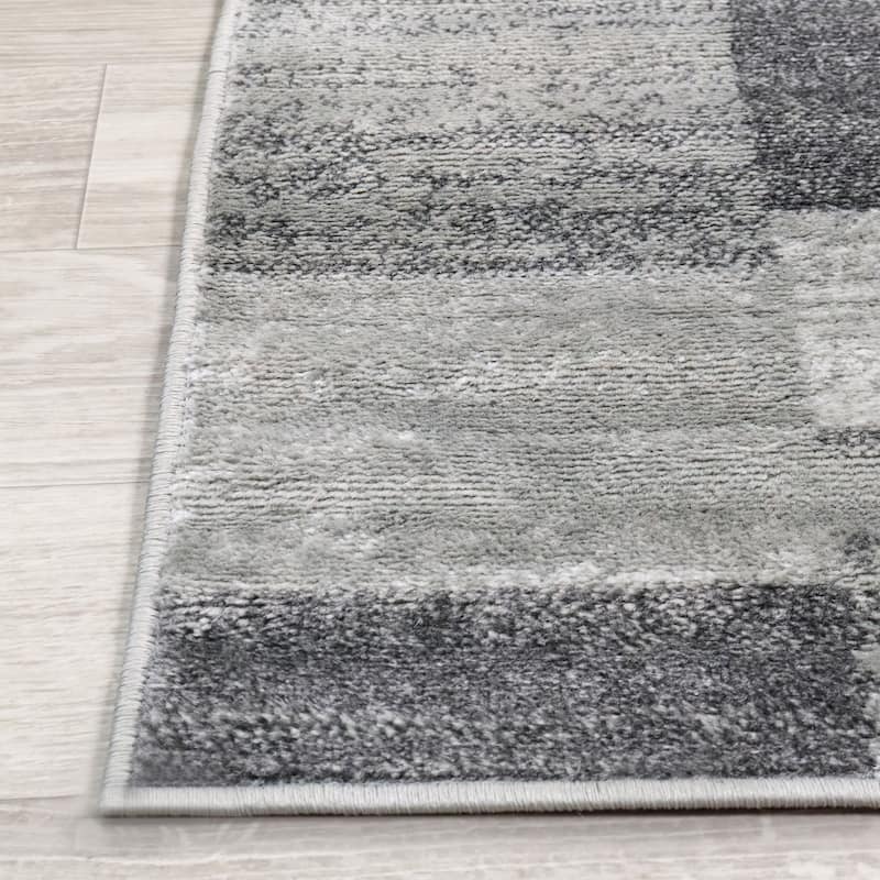 Modern Stripe Color Block Indoor Area Rug or Runner by Superior