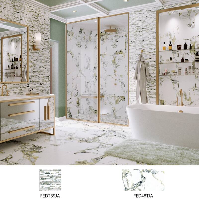 Merola Tile Touche Jade 23-1/2" x 47-1/8" Porcelain Floor and Wall Tile