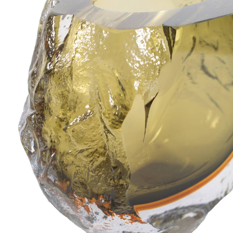 Dusty Olive Crystalized Glass Vase- Tall