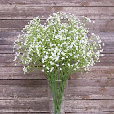 Set of 12 White Artificial Baby's Breath Gypsophila Plastic Filler Flower 24in - 24" L x 6" W x 2.5" DP
