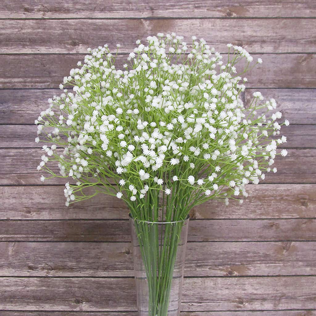 Set of 12 White Artificial Baby's Breath Gypsophila Plastic Filler Flower 24in - 24" L x 6" W x 2.5" DP