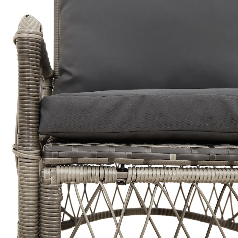 vidaXL Garden Chair with Cushions Grey Poly Rattan - 24 x 28.7 x 30.3