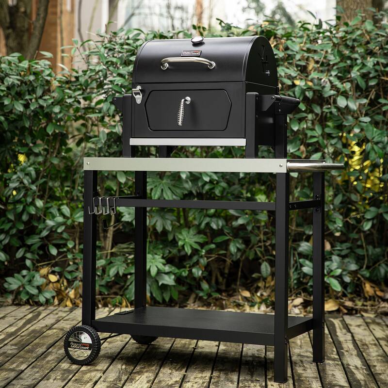 Royal Gourmet Portable Charcoal Grill with Side Handles and Bottle Opener, Tailgate and Campsite, Black