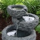 preview thumbnail 4 of 7, 3-Tier Chiseled Basin Solar Outdoor Water Fountain with Battery - 17"