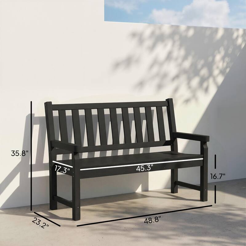Outsunny Outdoor Bench, 49" All-Weather HDPE Garden Bench, 2-Person Patio Loveseat with 528 lbs Capacity