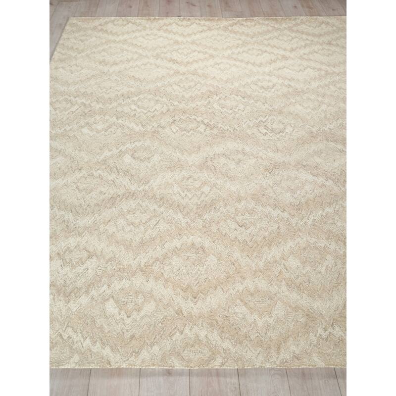 Bargello Beige New Zealand Wool hand-tufted Area Rug