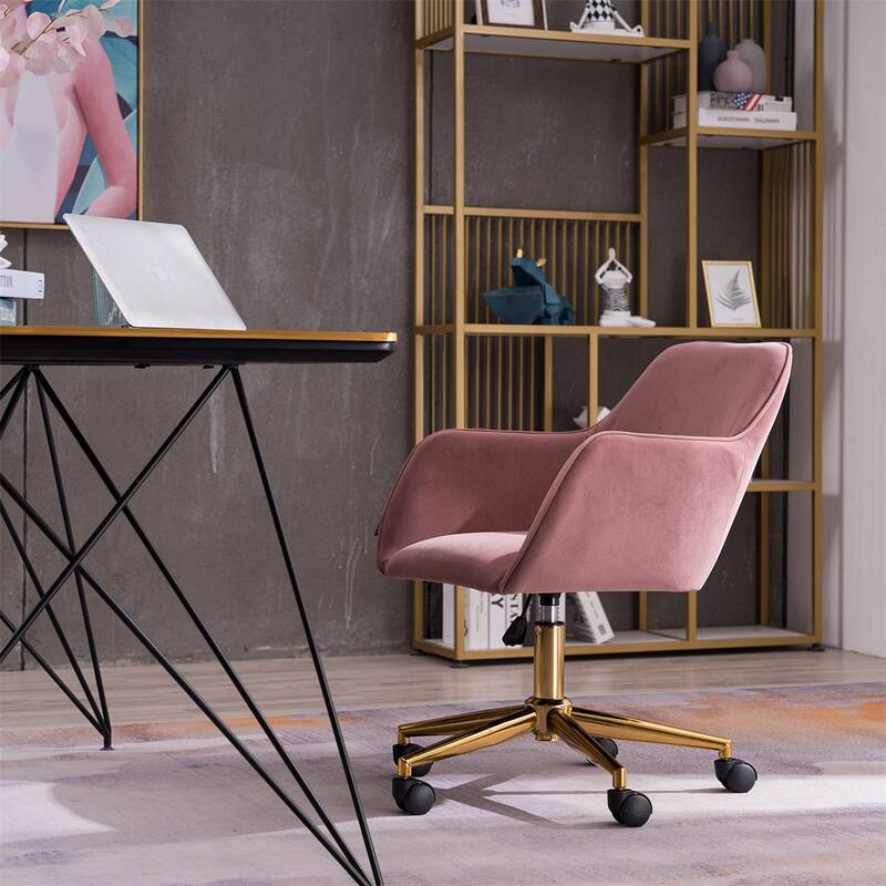 Velvet Adjustable Height Home Office Swivel Chair with Universal Wheel