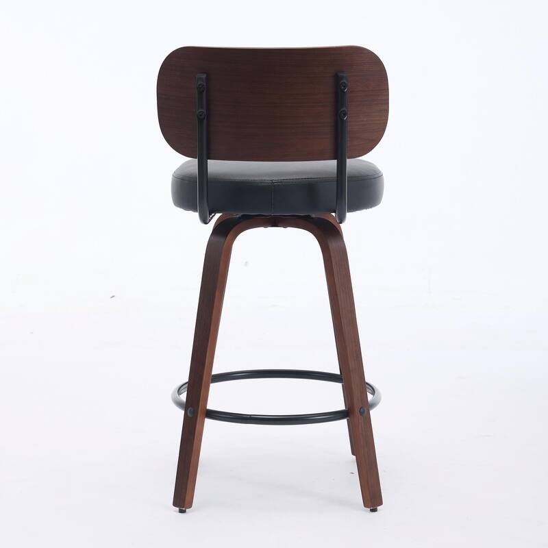 Swivel Bar Stools Set of 2, 26" Upholstered Faux Leather Counter Height Barstools