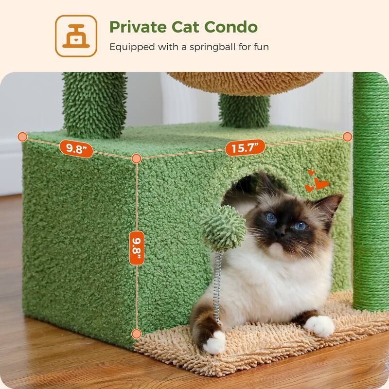 4-in-1 Multi-Level Cat Tower, Cat Tree with Large Cat Condo, Cat Scratching Post for Cats with Deep Hammock & Cozy Top Perch