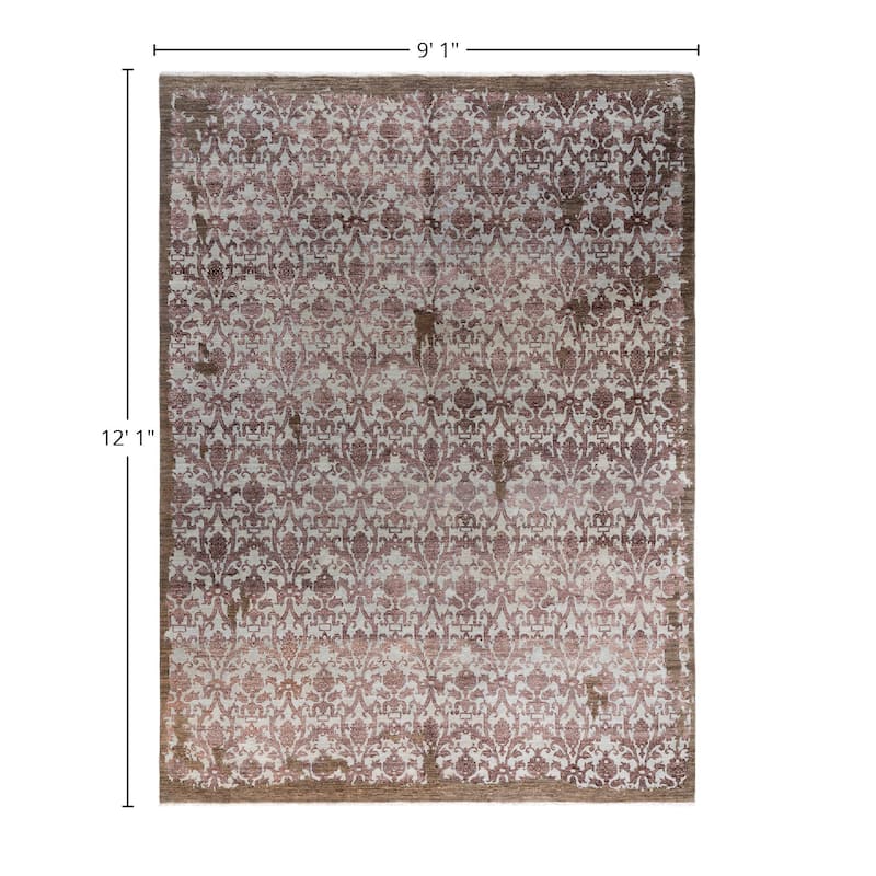 Ikat One-of-a-Kind Hand-Knotted Area Rug, Brown - 9' 1" x 12' 1"